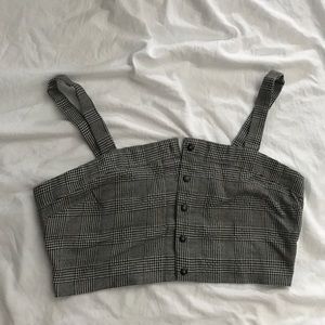 Plaid Button Up Crop Top NWOT